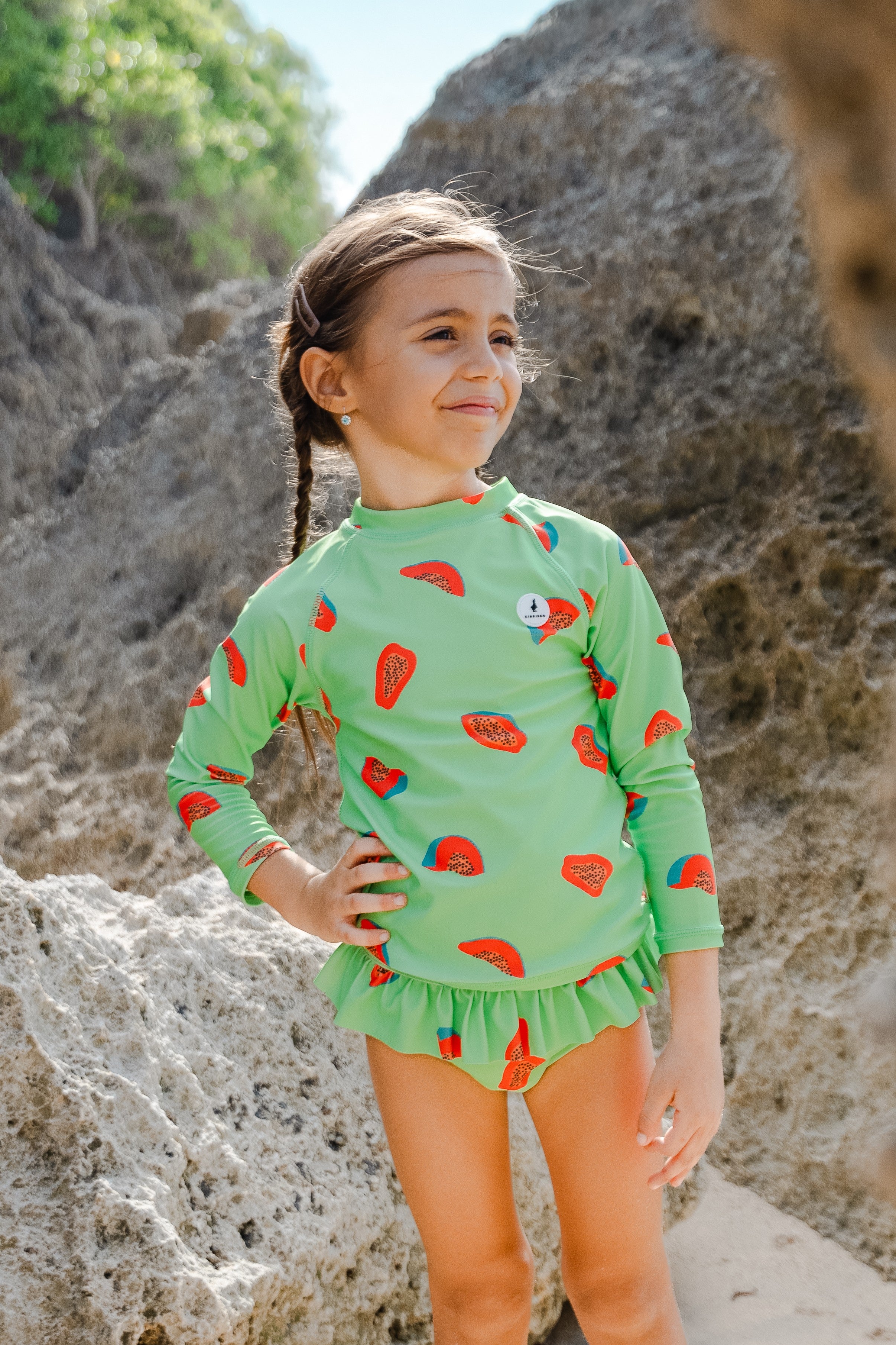 Girls 2-teilig - Papaya – Vorderansicht – von KINDISCH, UV-Schutz
