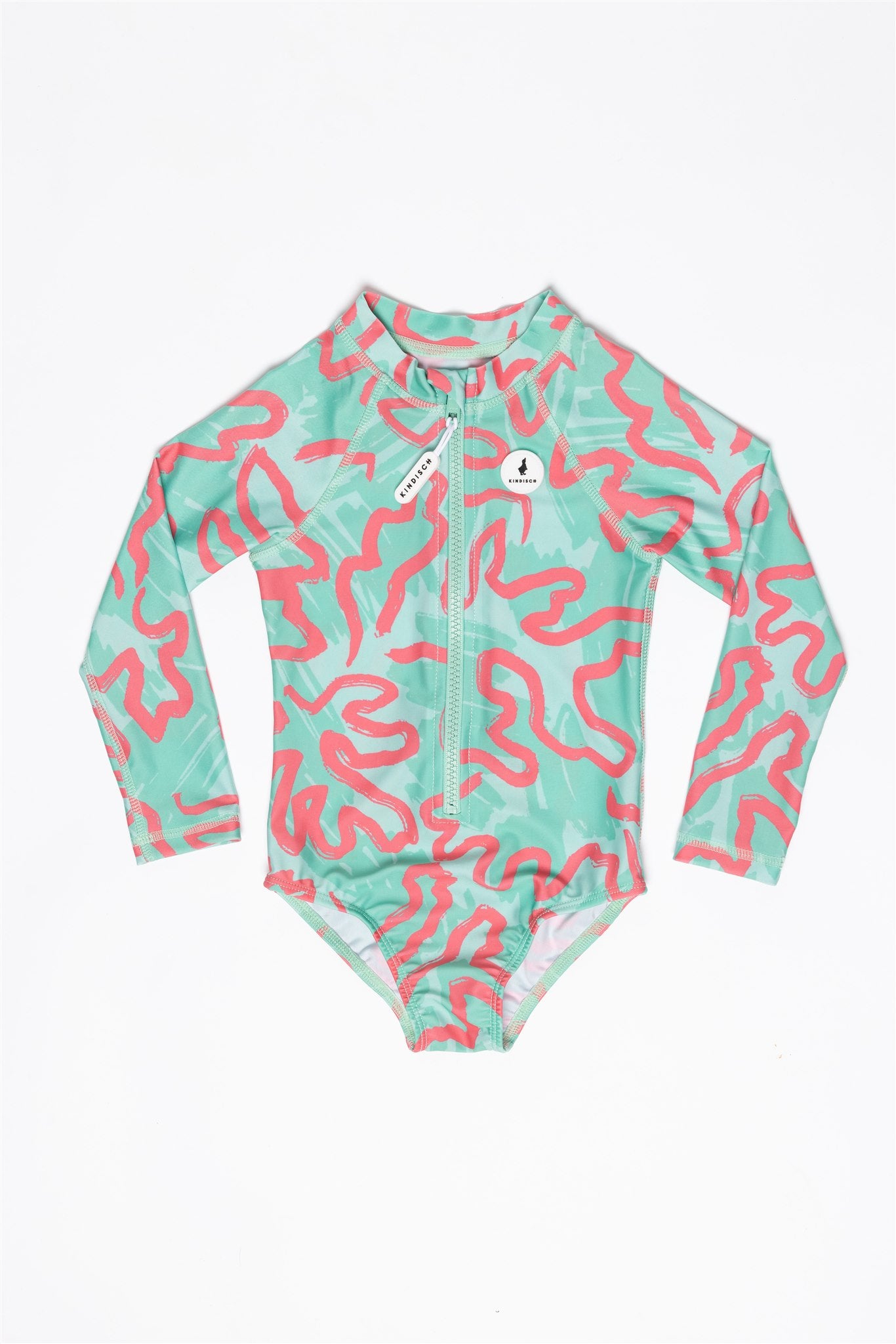 Girls Badeanzug langarm - Coral – von KINDISCH, UV-Schutz