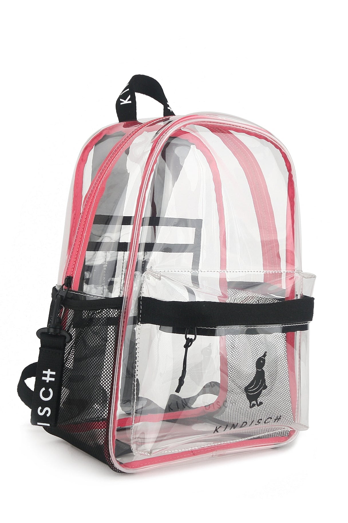 Kindisch Kinderrucksack pink und transparent