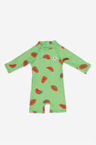 Baby Badeanzug - Grün - Papaya – Vorderansicht – von KINDISCH, UV-Schutz