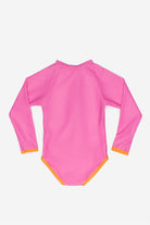 Girls Badeanzug langarm - Candy Pink – Rückansicht – von KINDISCH, UV-Schutz
